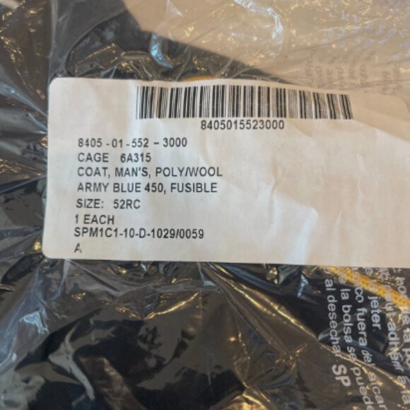 NEW UNITED STATES ARMY POLY WOOL 450 ASU sz52R SERVICE UNIFORM DRESS BLUE JACKET - Picture 3 of 16